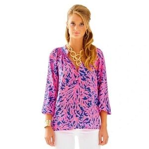 Lilly Pulitzer | Elsa Blouse in Samba Coral Print